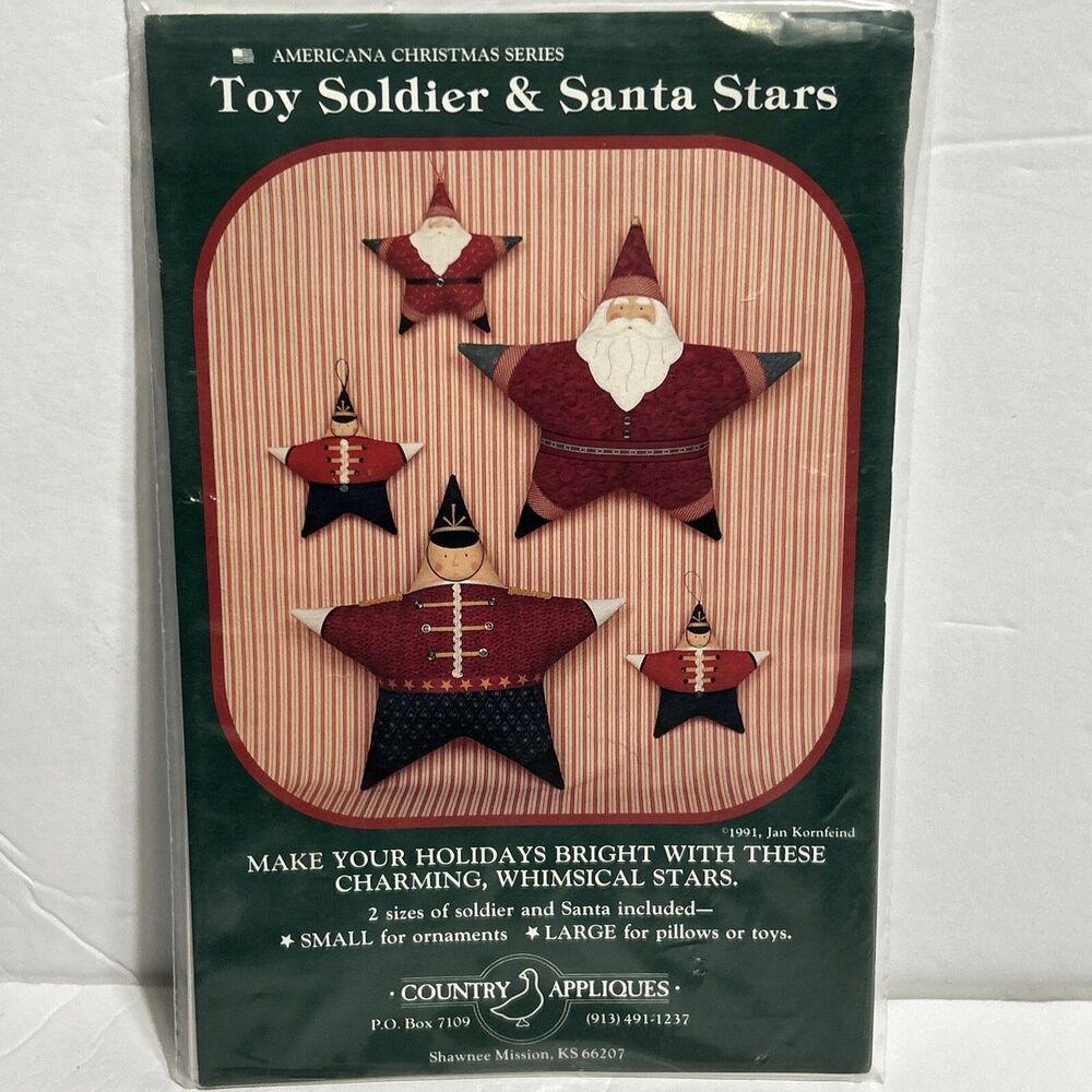 Toy Soldier Santa Ornaments/Pillows/Toys NEW Vintage Sewing Pattern 1991